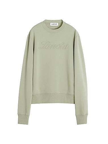 Хлопковый лонгслив Lanvin с тиснёным логотипом, прямой крой, круглый вырез, произведено в Португалии 11010589