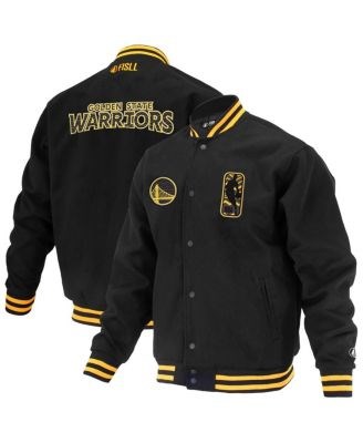 Чёрная лонгслив куртка-бомбер из коллекции Logoman Shadow Golden State Warriors от FISLL с нагрудными карманами 11224462