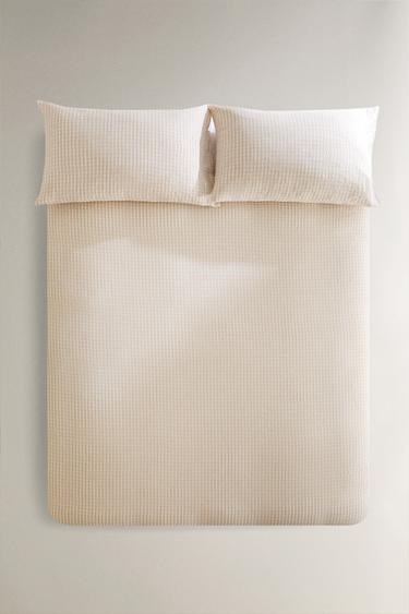 Zara Home Пододеяльник в клетку из хлопка и льна с потайной застежкой на пуговицах 11229533