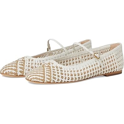 Балетки Veronica Beard Ellie из плетёной двухцветной кожи с квадратным носком и пряжкой 11226991