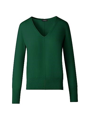 Свитер из мягкого кашемира Akris с V-образным вырезом, длинными рукавами и рифленым краем 11012954