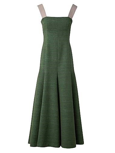 А-силуэтное миди-платье без рукавов от Akris Punto из шелка и хлопка с квадратным вырезом и скрытой застежкой 11018581