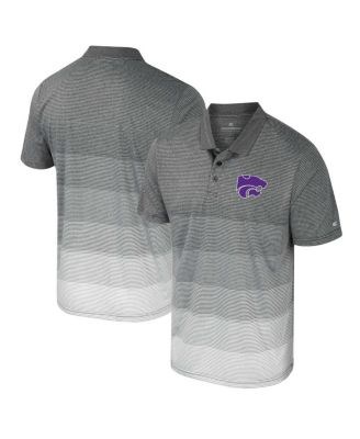 Colosseum Мужская серая полосатая поло Kansas State Wildcats с логотипом команды 11222575