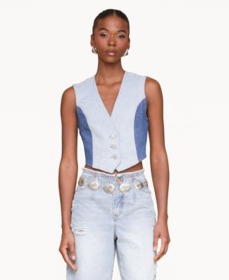 Джинсовая жилетка женская Avec Les Filles с цветными вставками, 96% хлопок 11237111