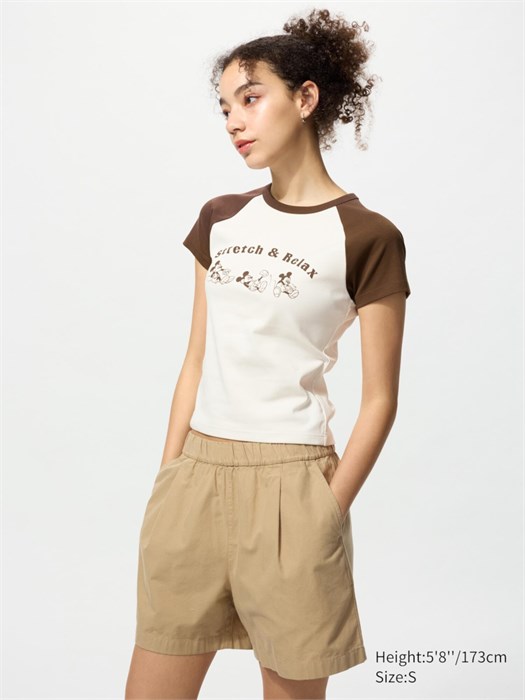 Uniqlo Ретро молодёжный лонгслив Mickey&amp,Friends Sports из хлопка и спандекса 11191635