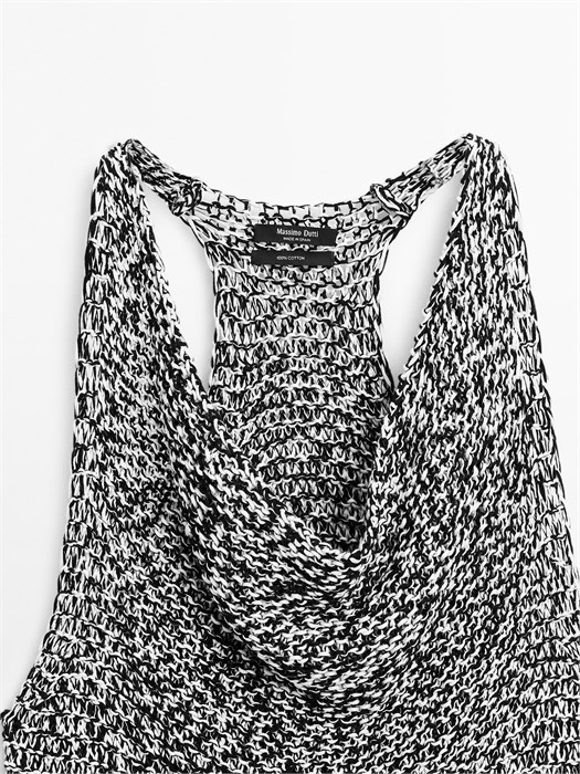 Пуловер без рукавов с драпировкой и двухцветным принтом от Massimo Dutti из 100% хлопка 11202029