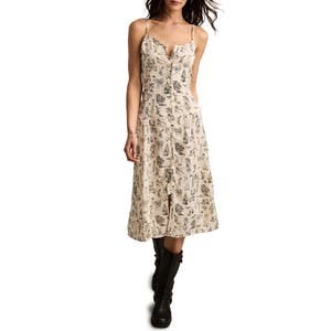 Стильный сарафан А-силуэта с романтичным принтом от Lucky Brand, мягкий материал и пуговицы спереди 10048888