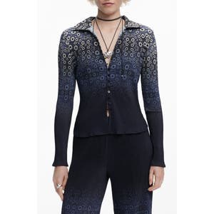 Рубашка от Desigual с клетчатым омбре-принтом и застежкой на пуговицы, 100% переработанный полиэстер 10047094