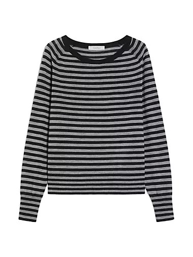 Свитер Quarry в полоску, шерстяной MM Max Mara с круглым вырезом и длинными рукавами, 100% шерсть 10047992