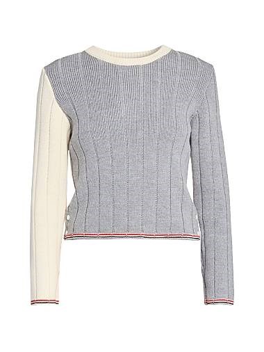 Свитер из мериносовой шерсти Fun Mix от Thom Browne с накладными пуговицами и логотипом 11167116