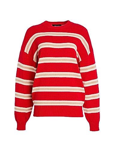 Ser.O.Ya Свитер Cassian в полоску с круглым вырезом, 37% лен, 30% хлопок, 28% нейлон, 5% спандекс 11167935