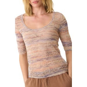 Marine Layer Свитер Alana с узором и небольшим вырезом, 87% вискоза Lenzing EcoVero, с локтевыми рукавами 10048219