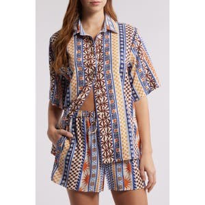 Лёгкая рубашка Rip Curl Сан Карлос в полоску, 66% хлопка, короткий рукав 10047095