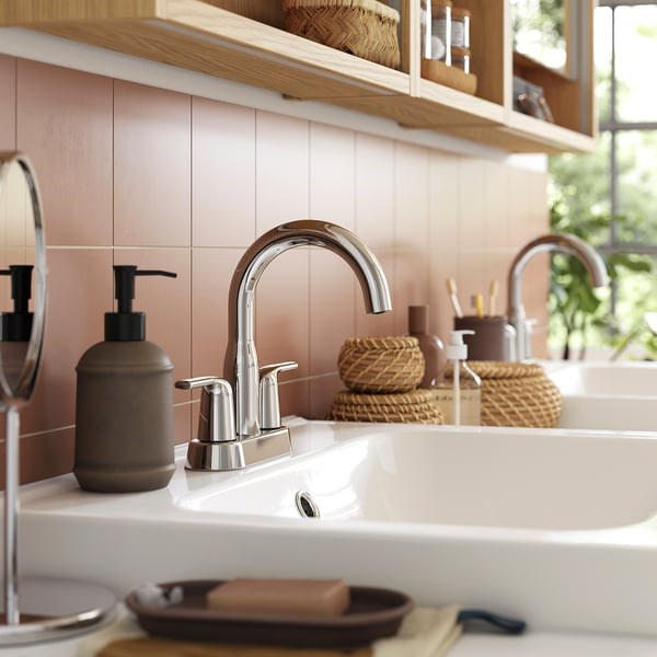 Ikea Центральный смеситель для раковины с хромированным покрытием, высота 22.9 см, межосевое расстояние 10 см 11226187