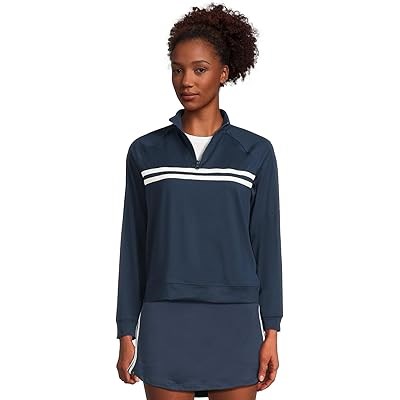 Стильный и удобный полу-пуловер с полосками, 1/2 молнией и стойкой из коллекции Malibu Collection® от Barefoot Dreams 11232359