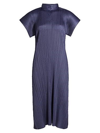 Миди-платье августа с плиссировкой от Pleats Please Issey Miyake с расклешённым воротником и короткими рукавами 11015113