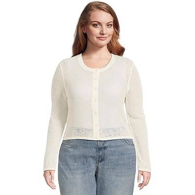 Лонгслив из акрила и нейлона с кнопками и открытой вязкой от Mod-o-doc, идеальный для мягкого многослойного образа 11167278