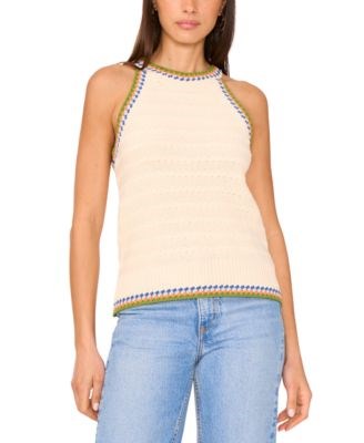 Vince Camuto Женский топ-холтер с узором от Винс Камуто, 100% чесаный хлопок, свободный крой 11237286