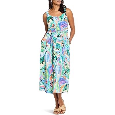 Платье с принтом Sophie Petite Island Beat от Nic+Zoe, 100% хлопок, облегающий силуэт и карманы 11171113