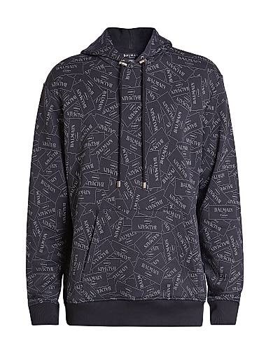 Худи Balmain из хлопка с логотипом, карманом-кенгуру и регулируемым капюшоном 11023029