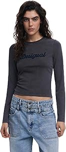 Женский лонгслив Desigual Ts_Wisconsin из хлопка с эластаном, с круглым вырезом 11240779