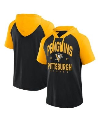 Молодёжное черное худи с коротким рукавом и капюшоном Pittsburgh Penguins Prime, Logo Athletic 11222965