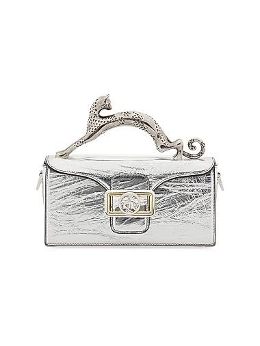 Lanvin Сумка Nano Pencil Cat из металлизированной кожи с кошачьей ручкой, 19x9x6 см 11166948