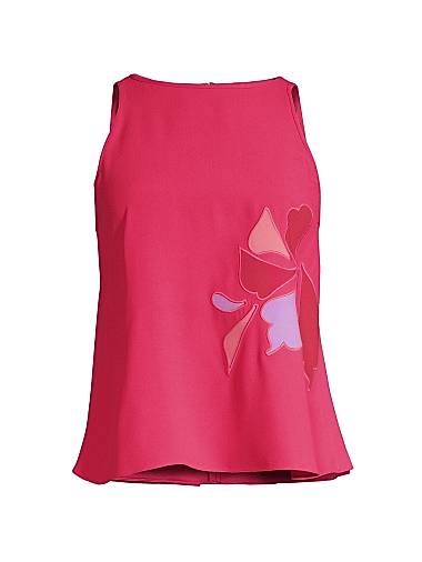 Топ Emporio Armani с цветочной вышивкой и круглой горловиной, выполненный из 70% ацетата и 30% вискозы 11165199