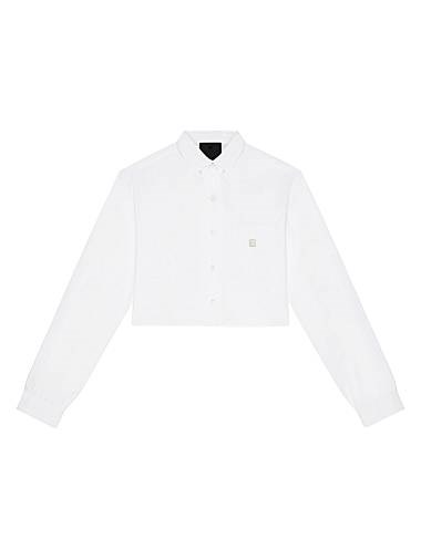 Приталенная рубашка из поплина Givenchy с длинными рукавами, классическим воротником, выполненная из 100% хлопка 11165676