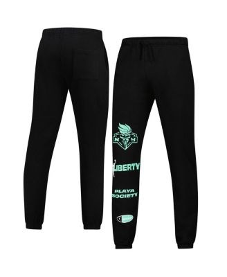 Playa Society Чёрные флисовые спортивные штаны унисекс New York Liberty с удобным поясом и карманами 11237275