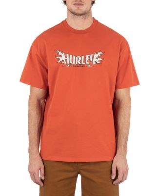 Мужская футболка Hurley Burnt с коротким рукавом из 100% хлопка, стандартный крой и графический принт 11233676