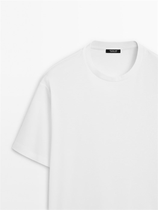 Футболка Massimo Dutti из 100% мерсеризованного хлопка с широким кроем и круглым вырезом 11201898