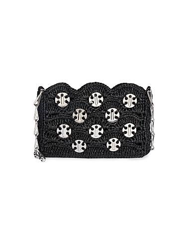 Paco Rabanne Сумка из рафии Sac A Main с металлизированными акцентами и съемным цепочечным ремешком 11025287