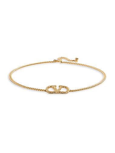 Valentino Garavani Цепочный пояс с кристаллами VLogo, металлическая отделка, замок в стиле антик, кристаллы Swarovski 11167933