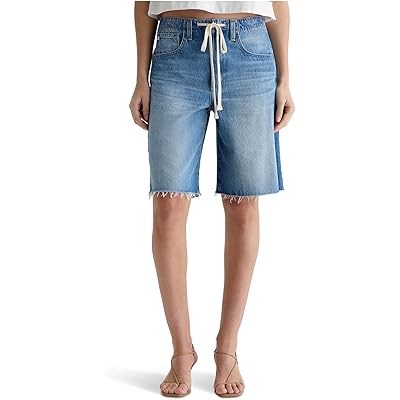 AG Jeans Шорты Hattie с завышенной талией и веревочным поясом, выполненные на 100% из хлопка, с классическим дизайном и 5 карманами 11237845