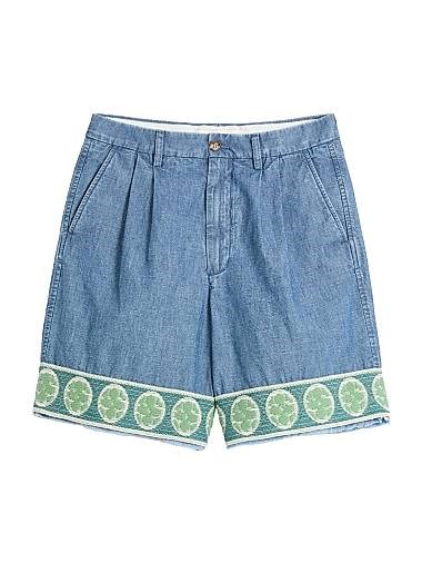 Valentino Garavani Джинсовые шорты-бермуды Valentino с жаккардовой отделкой, регулярного кроя, 100% хлопок, сделаны в Италии 11167634