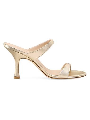 Stuart Weitzman Сандалии Nudist 85MM из мягкой кожи на каблуке с острым носком и открытой пяткой 11012408