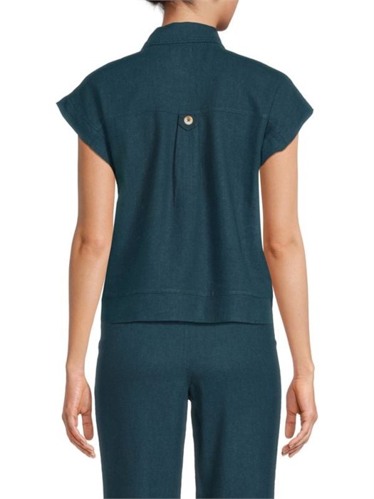 Жилет с молнией из смеси льна от Andrew Marc с каплевидными рукавами и складкой на спине 11178175