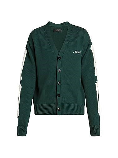 Кардиган Amiri из хлопка с длинными рукавами, V-образным вырезом и аппликациями в виде костей 11028191