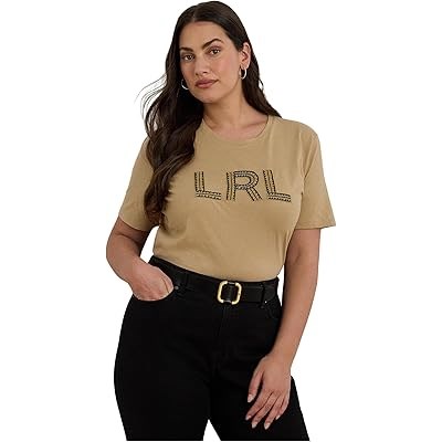 Футболка больших размеров из хлопкового джерси с логотипом из бисера LAUREN Ralph Lauren 11228919