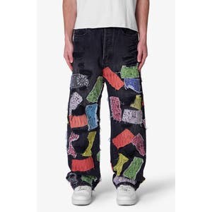 mnml Ультра-бэгги джинсы Bandana Patch с заплатками и эффектом потертости, 100% хлопок 10048518