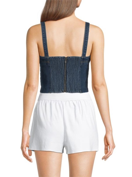 Бюстье Sue из денима с золотыми пуговицами и открытой молнией на спине от Alice + Olivia 11170620