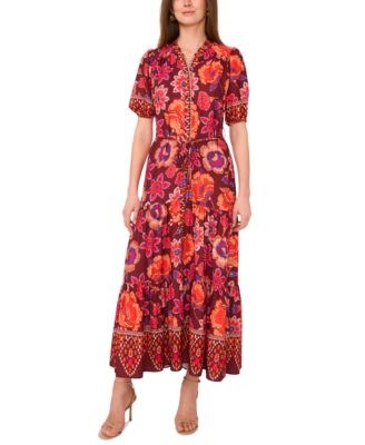 Женское макси-платье с принтом и рукавами от Vince Camuto, комфортный стиль и яркие акценты 11172022