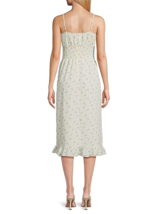 Приталенное миди-платье с цветочным принтом Lea &amp, Viola, А-силуэт, 100% полиэстер, с оборками 11178166