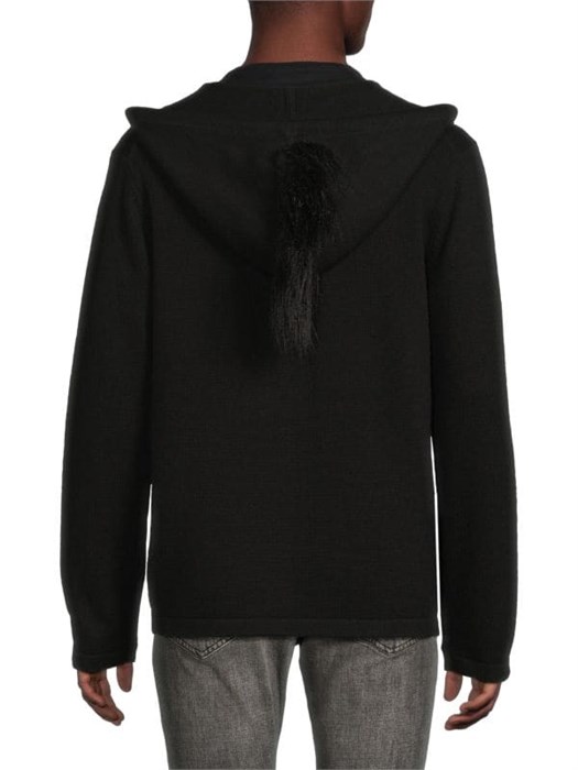 Удлиненное худи на молнии Helmut Lang из кашемира и шерсти с капюшоном и карманом-кенгуру 11226144