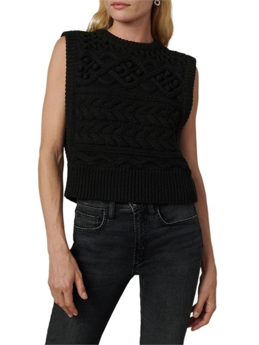 Комфортный и стильный белый жилет из мягкой шерстяной смеси от Joe',s Jeans с текстурным косым узором 11225611