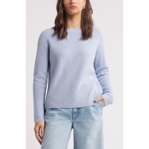 Nordstrom Свитер из органического хлопка и мериносовой шерсти с круглым вырезом и длинными рукавами Rib 10049188