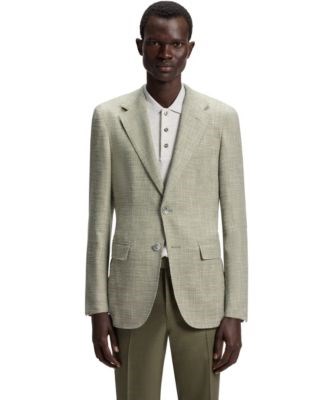 Hugo Boss Мужской пиджак с микропаттерном BOSS стандартного силуэта из 48% шерсти и 24% шелка 11239880