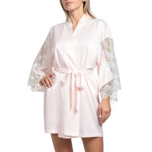In Bloom by Jonquil Романтичный халат из сатина с кружевной отделкой и свободными рукавами, стиль кимоно 10047104