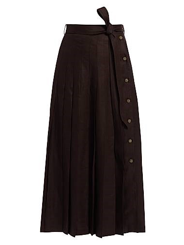 Юбка миди Yasmina из итальянского льна Loro Piana с боковой застежкой и завязками 11169811